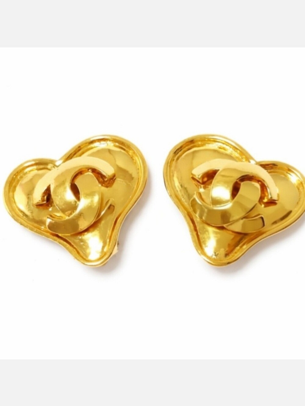 Chanel CC Large Heart Gold-plated Earrings